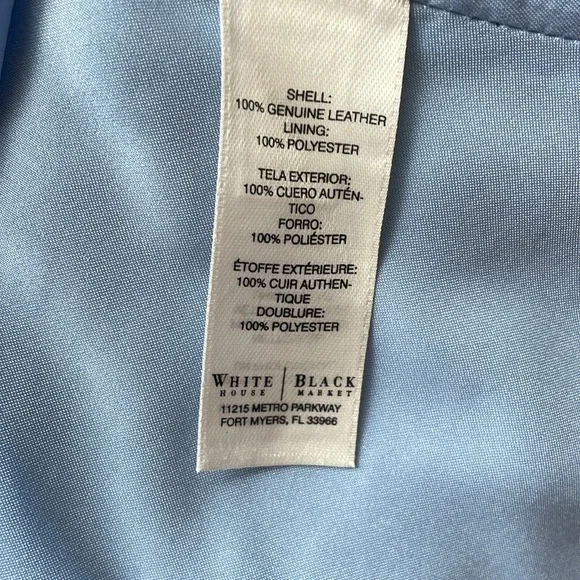 White House Black Market 100% Leather Blue Jackey - Picture 7 of 12